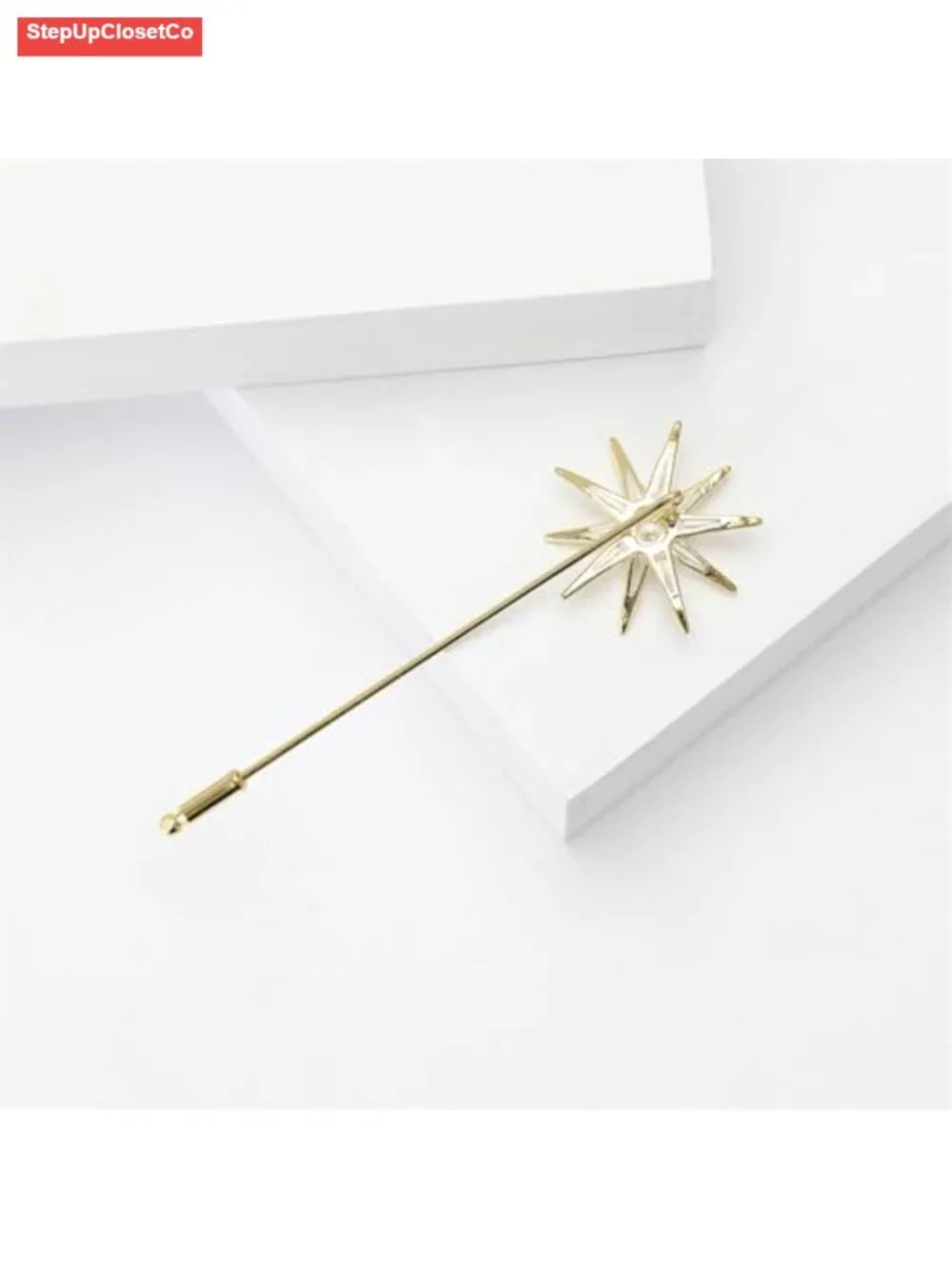 Star Brooch Pin Cubic Zirconia Crystal Silver Lapel Pin for Women Men